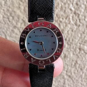 Bulgari Textured Black Leather Strap